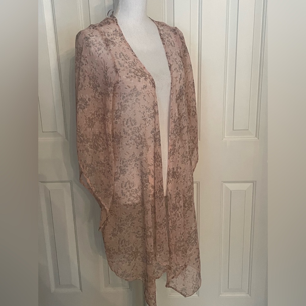 LC Lauren Conrad Bathing Suit Cover-up Pink/Salmon Floral Print Sheer One Size